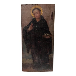 Antique 18th C Religious Oil Painting of Is Saint Francis of Assisi For Sale