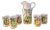 Mid-Century Ceramic Fruit Pitcher & Cups, 6 Pcs For Sale