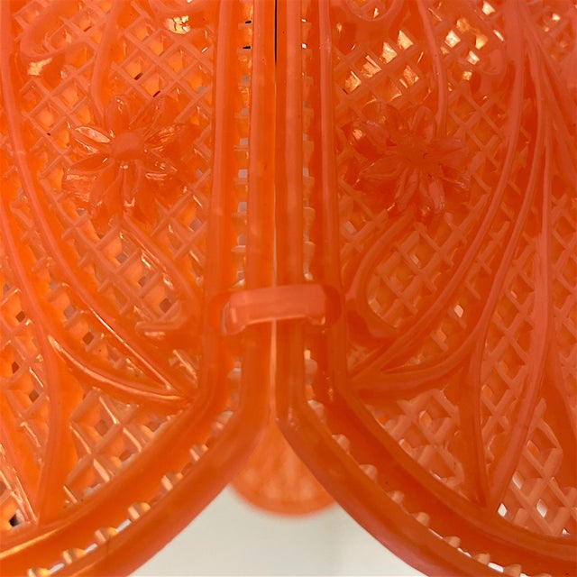 Farmhouse Red Acrylic Lace Effect Hanging Light Chandelier, Ukraine, 1970s For Sale - Image 6 of 18