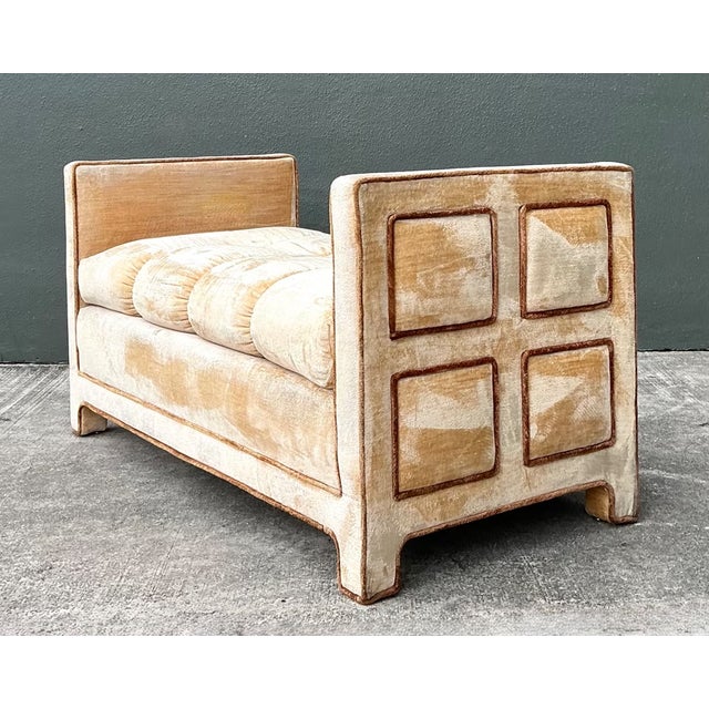 Vintage Crushed Velvet Tufted Bench For Sale In West Palm - Image 6 of 12