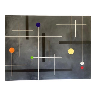 Geometrical 1970's Painting by French Artist For Sale