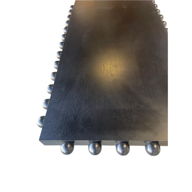 Dot Rectangular Wood Dining Table in Black With Ball Design For Sale - Image 4 of 5