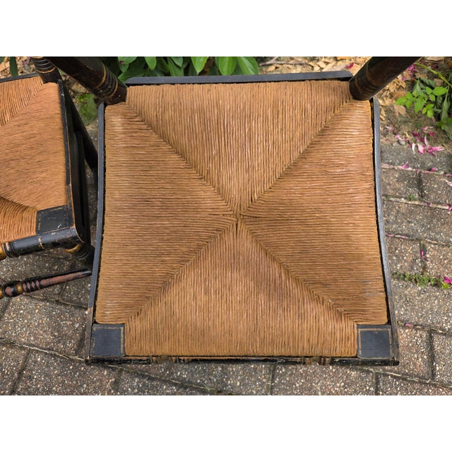 Pair of Antique Ladder Back Child Kid Woven Chairs For Sale In Boston - Image 6 of 15