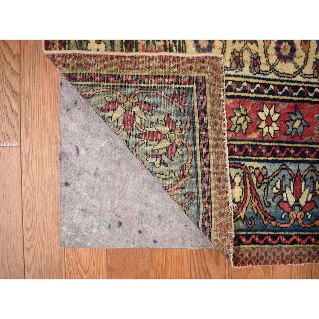 Textile 1900 11'1"x15'4" Red Antique Lavar Kerman Medallion Wool Hand Knotted Oriental Rug For Sale - Image 7 of 11