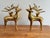 Late 20th century solid brass reindeer candlestick holder pair, appealing and shiny Christmas and winter decor. Please see...