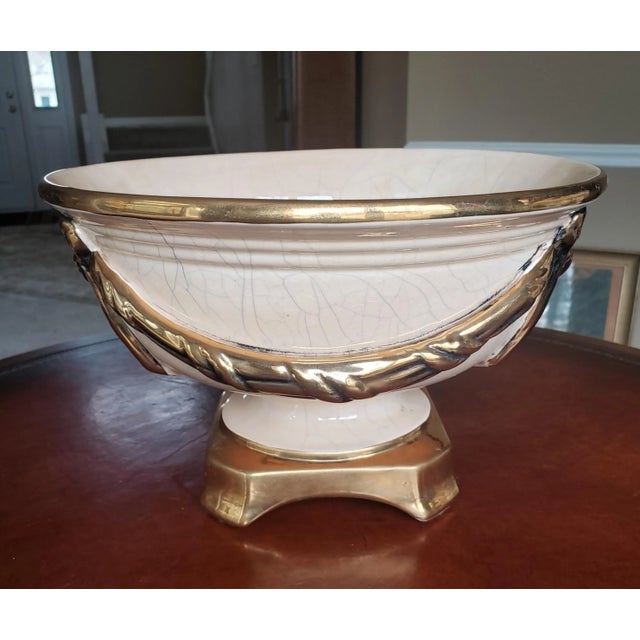 Late 20th Century Ivory & Gold Centerpiece Bowl Jovaes Sl Manises