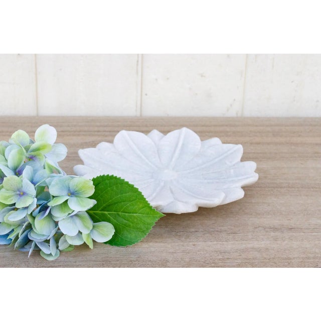 Stone Artisan Carved Marble Flower Plate For Sale - Image 7 of 8