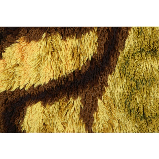 Traditional Vintage Swedish Rya Rug in Yellow and Brown With Tree Pictorial | Rug & Kilim For Sale - Image 3 of 8