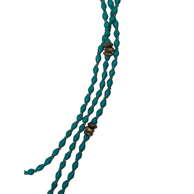 Handmade Three Strand Tiered Beaded Necklace For Sale - Image 4 of 6