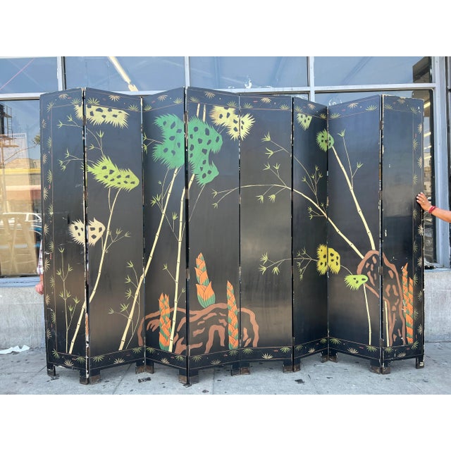 Mid-Century Ming Dynasty Room Divider With Gold Guilt Detailing For Sale - Image 10 of 13