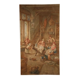 French Genre Interior Painting on Canvas After David Teniers, 19th Century For Sale