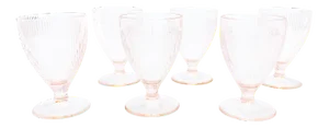 Mid-Century Modern Pale Pink Glass Goblets / Sundae Dishes- 6 Pieces