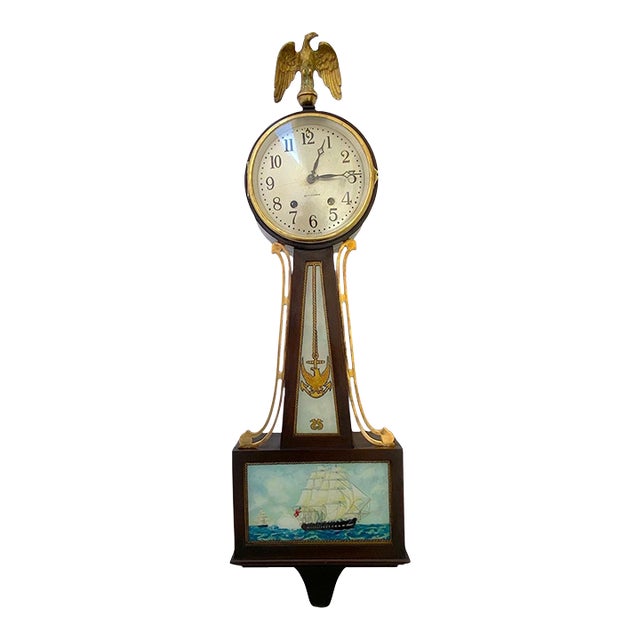 Vintage Nautical Theme, Seth Thomas Uss Constitution Banjo Clock For Sale
