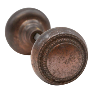 Vintage Concentric Pair of Bronze Door Knobs