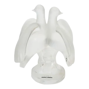 1980s Art Nouveau Lalique Crystal "Ariane" Doves Figurine