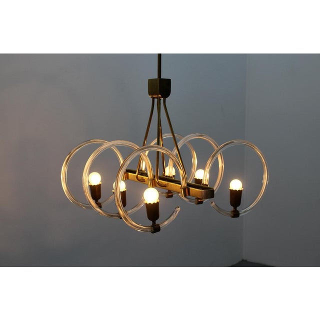 Mid-Century Murano Glass and Brass Chandelier from Barovier & Toso, Italy, 1940s For Sale - Image 15 of 18