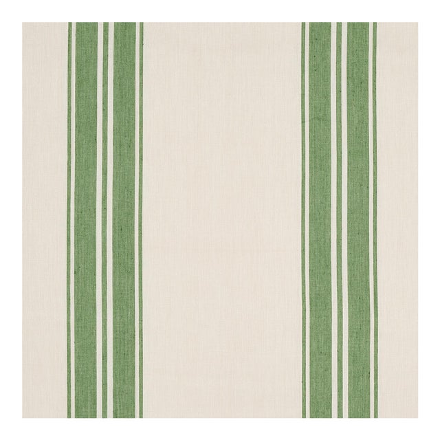 Sample - Schumacher x Mark D. Sikes Brentwood Stripe Fabric in Leaf Green For Sale