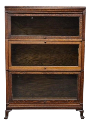 Arts & Crafts Macey Oak 3-Stack Barrister Bookcase Signed C1920