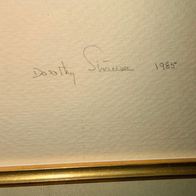 Charming original floral still life watercolor by Dorothy Strausser, signed and dated 1985. The composition features a...