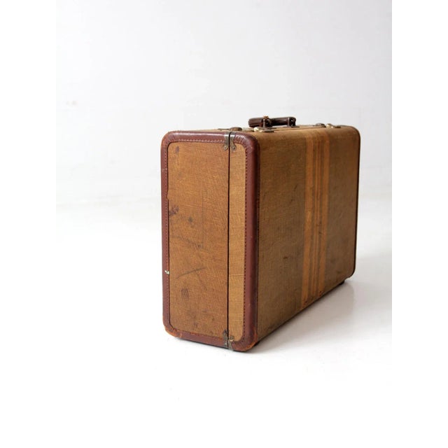 Vintage Stripe Suitcase For Sale - Image 9 of 12