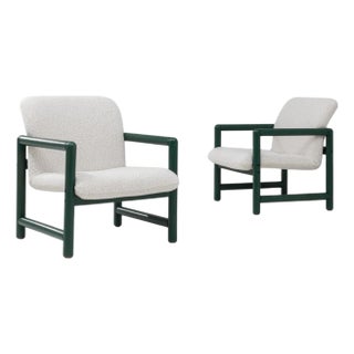 20th Century Czech Lounge Chairs With Green Tubular Frames - A Pair For Sale