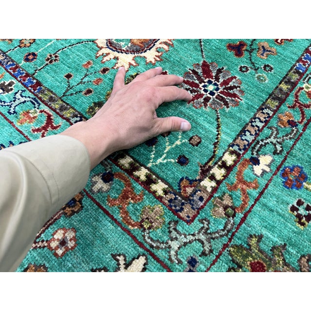 Turquoise Sultani Persian-Inspired Floral Rug, 5'8" X 8'2" For Sale - Image 12 of 14