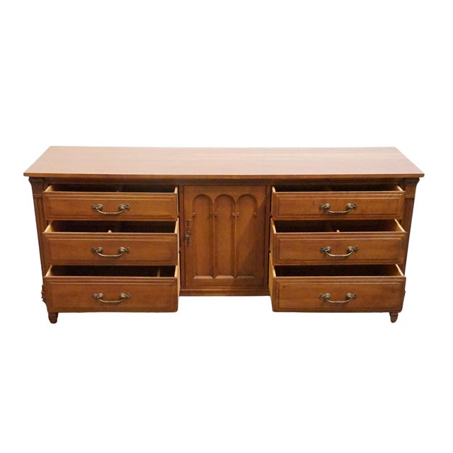 Wood Davis Cabinet Co. Italian Neoclassical Style 70" Adriano Cherry Triple Door Dresser 502 For Sale - Image 7 of 17