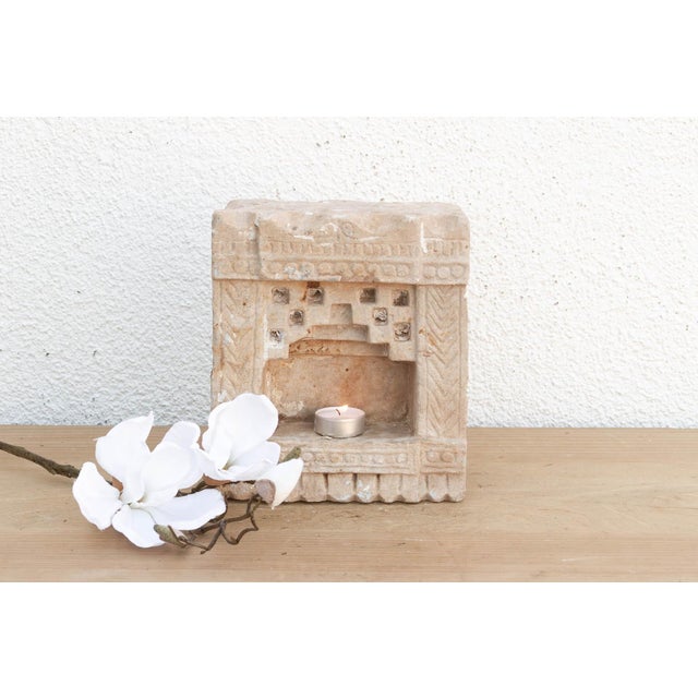 Carved from solid stone, this antique wall niche—traditionally known as a Gokha—was originally embedded into the masonry...