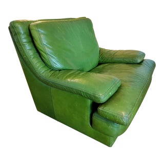 Mid 20th Century Vintage Postmodern Roche Bobois Lime Green Leather Club Chair For Sale