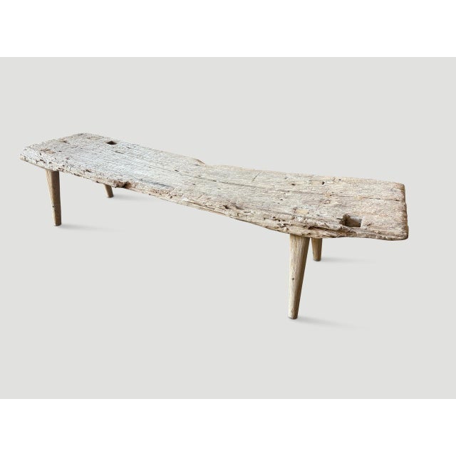 Contemporary Andrianna Shamaris Ancient Teak Wood Chaise Or Bench For Sale - Image 3 of 6