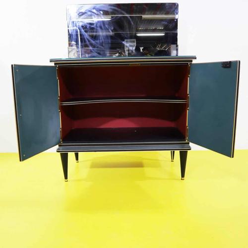 Wood Decorated Glass Vanity with Mirror and Gilt Inserts For Sale - Image 7 of 18