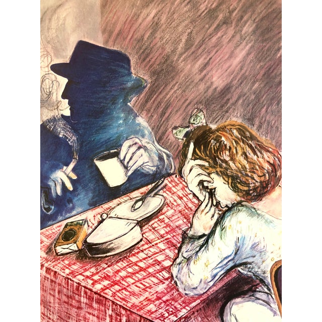 Shaoul Smira, 1980's Large Modernist Israeli Film Noir Figures Lithograph Neo-Expressionism, 1985 For Sale