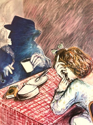 Shaoul Smira, 1980's Large Modernist Israeli Film Noir Figures Lithograph Neo-Expressionism, 1985