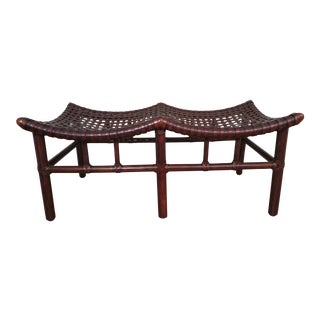Modern McGuire Rattan Bench For Sale