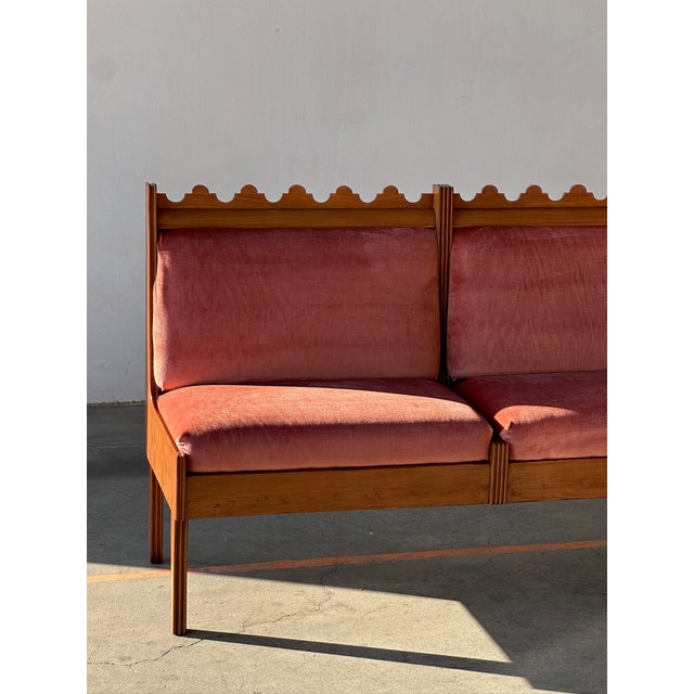 1950s Pink Wooden Bench, 1950s For Sale - Image 5 of 11