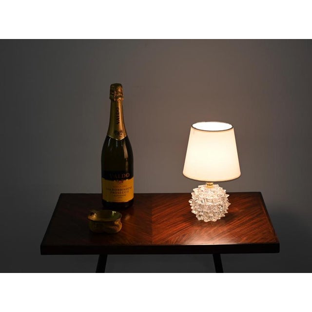 Gold Round Rostrato Murano Glass and Brass Table Lamp from Barovier & Toso, Italy, 1940s For Sale - Image 8 of 14