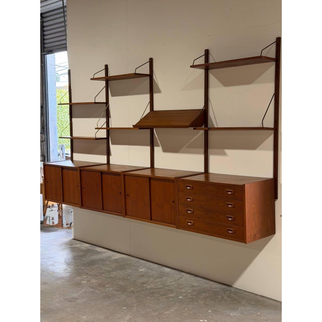 Teak Wall Unit Wooden Large Shelving System Denmark Mid-Century Modern 1960s For Sale - Image 16 of 16