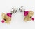 Pink Angela Caputi Fuchsia and Gold Dust Resin Dangle Flamenco Floral Clip Earrings For Sale - Image 8 of 8