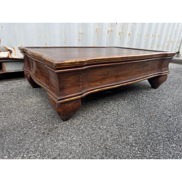 Vintage Italian Style Wood Coffee Table With Bulbous Legs For Sale - Image 4 of 7