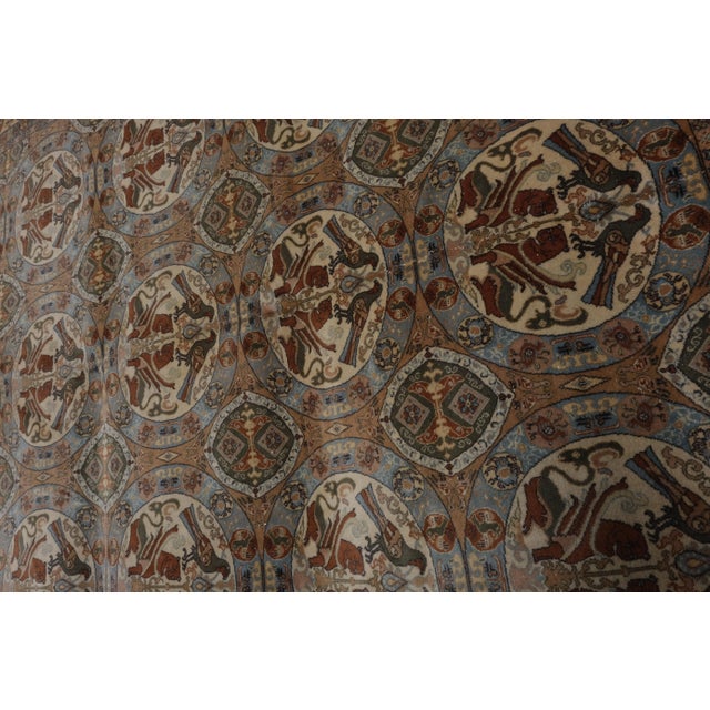 1960s Vintage Animal Garden Turkish Oushak Rug With Rich Border 6'6'' X 9'3'' For Sale - Image 5 of 11
