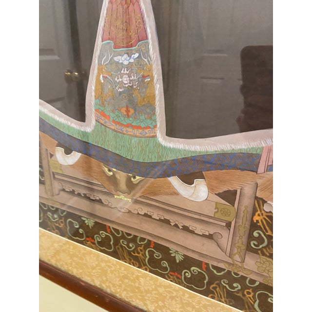 Black Mid 20th Century Ancestral Silk Painting For Sale - Image 8 of 12