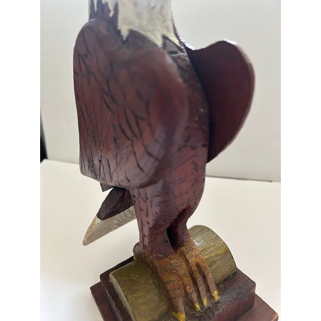 American Eagle Wood Folk Art Statue For Sale - Image 10 of 12