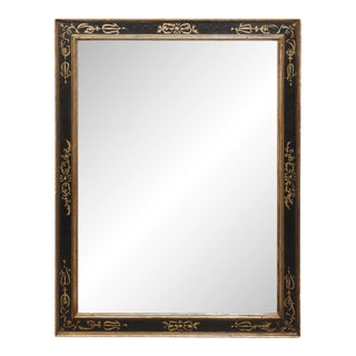Vintage Italian Black & Gold Wall Mirror For Sale
