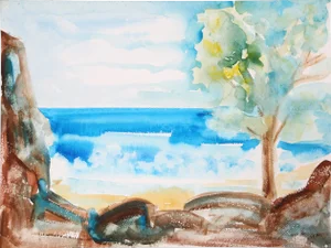 Harold Wallerstein - Beach Landscape Watercolor on Paper