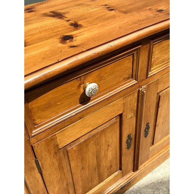 Wood Vintage Carved Knotty Pine Credenza For Sale - Image 7 of 12