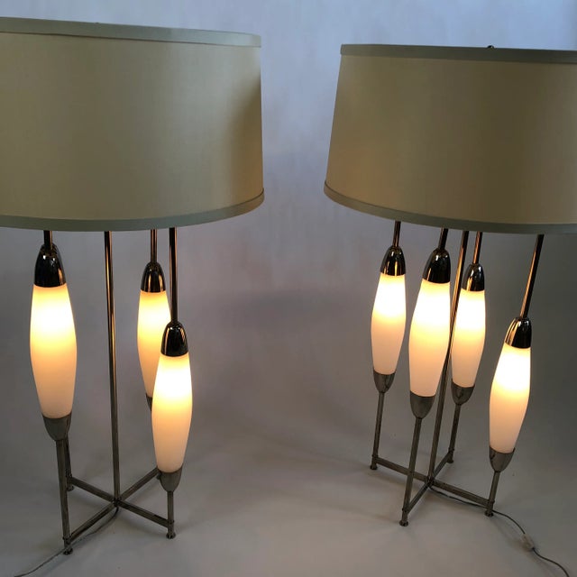 Off-white Mid 20th Century Murano Mirrored Globe Large Lamps - A Pair For Sale - Image 8 of 12
