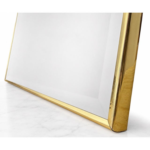 1990s Hollywood Regency Thin Brass Frame Wall Mirror For Sale - Image 5 of 8