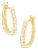 10K Yellow Gold Round and Baguette Cut Diamond Oblong Hinged Leverback Hoop Earrings (�� Cttw, I-J Color, I2-I3 Clarity) For Sale