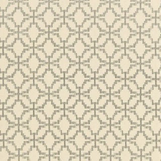 Schumacher Sarana Linen Embroidery Fabric in Oatmeal For Sale