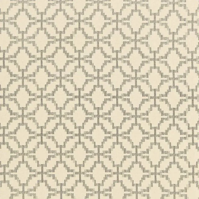 Schumacher Sarana Linen Embroidery Fabric in Oatmeal For Sale